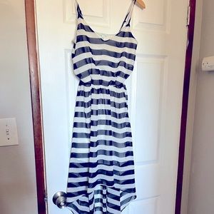 Blue and White Striped high-low dress